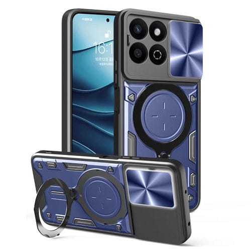 Funda para Teléfono Honor 200 con Soporte Magnético Deslizante y Textura Cd Inteligente (Azul)
