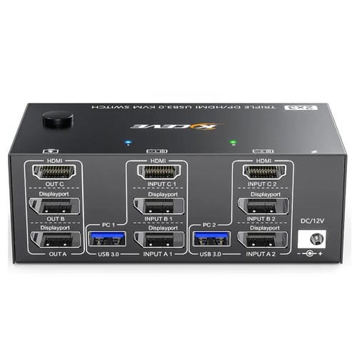 Conmutador KVM de Monitores Triples KC-KVM203DH 8K 30Hz USB 3.0 DP+DP+HDMI Enchufe EE.UU