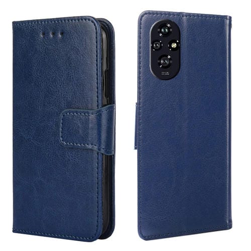 Funda de Cuero con Textura de Cristal para Honor 200 5G (Azul Real)
