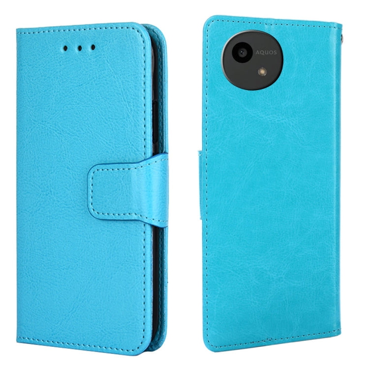 Funda de Cuero con Textura de Cristal para Sharp Aquos Wish (Azul Cielo)