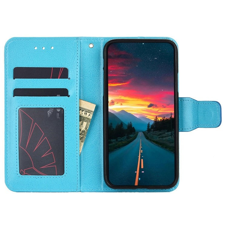 Funda de Cuero con Textura de Cristal para Sharp Aquos Wish (Azul Cielo)