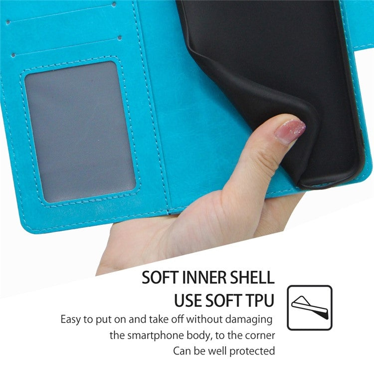 Funda de Cuero con Textura de Cristal para Sharp Aquos Wish (Azul Cielo)