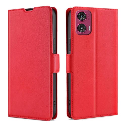 Funda de Cuero con Tapa Horizontal y Hebilla Lateral Ultrafina para Motorola Edge 50 Fusion 5G (Rojo)
