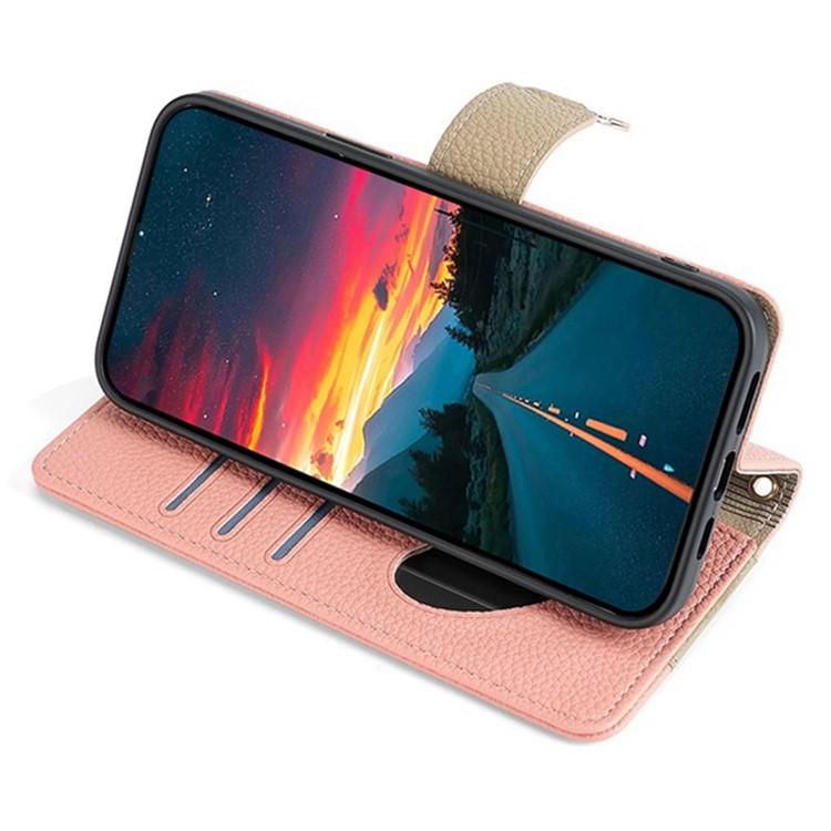Funda de Cuero con Textura de Lichi Cruzada para OnePlus Ace 5 y Ace 5 Pro (Rosa)