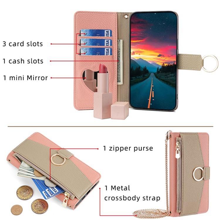 Funda de Cuero con Textura de Lichi Cruzada para OnePlus Ace 5 y Ace 5 Pro (Rosa)