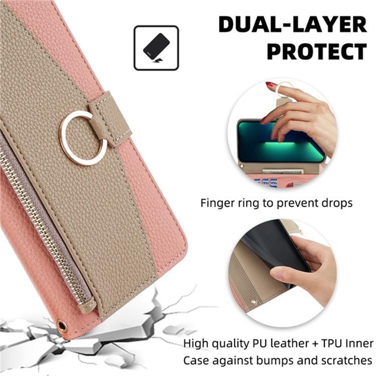 Funda de Cuero con Textura de Lichi Cruzada para OnePlus Ace 5 y Ace 5 Pro (Rosa)