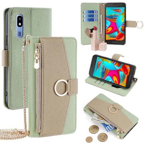 Funda de Cuero Crossbody para Samsung Galaxy A2 Core Litchi Texture (Verde)