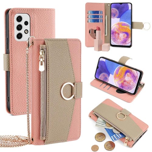 Funda de Cuero Crossbody para Samsung Galaxy A23 Litchi Texture (Rosa)