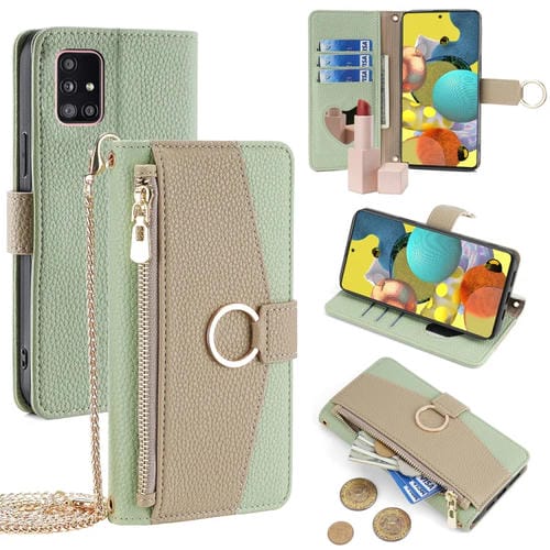 Funda para Samsung Galaxy A51 5G Crossbody Litchi Texture Cuero (Verde)