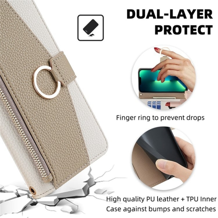 Estuche Cruzado de Cuero para Samsung Galaxy S21 Ultra 5G con Textura Litchi (Blanco)