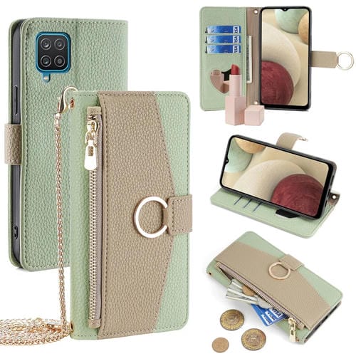 Funda de Cuero Crossbody para Samsung Galaxy A12 Litchi Texture (Verde)