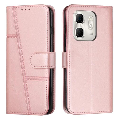 Funda de Cuero Textura Becerro con Costuras para Infinix Hot 50I (Rosa)
