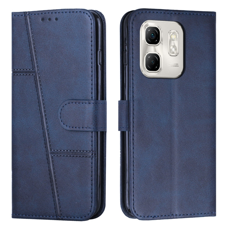Funda de Cuero Textura Becerro con Costuras para Infinix Hot 50I (Azul)