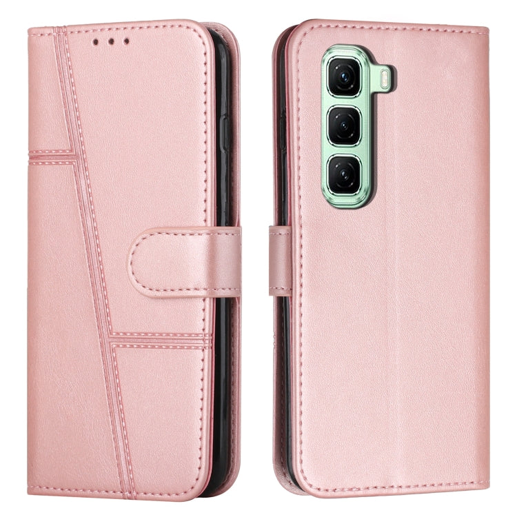 Funda de Cuero Textura Becerro con Costuras y Hebilla para Infinix Hot 50 Pro 4G (Rosa)