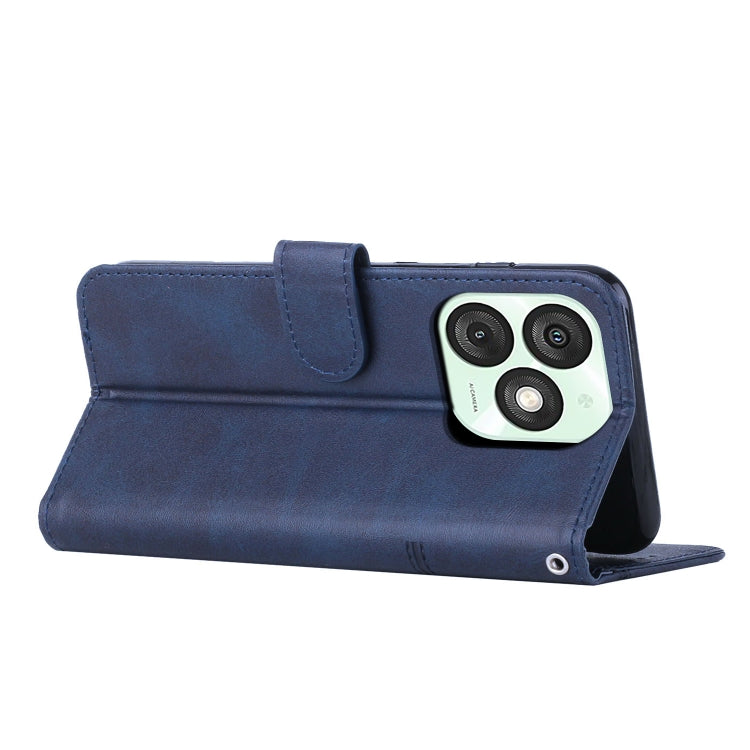 Funda de Cuero con Textura de Becerro y Costuras para Teléfono Itel A50 (Azul)