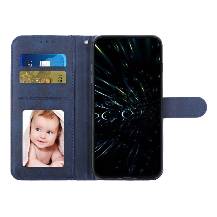 Funda de Cuero con Textura de Becerro y Costuras para Teléfono Itel A50 (Azul)