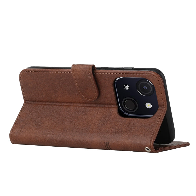 Funda de Cuero con Textura de Becerro y Hebilla para Teléfono Itel A50C (Marrón)