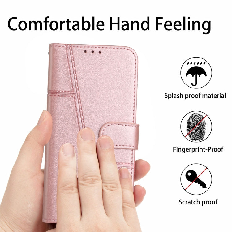 Funda de Cuero Textura Becerro con Costuras y Hebilla para Teléfono Itel P65 (Rosa)
