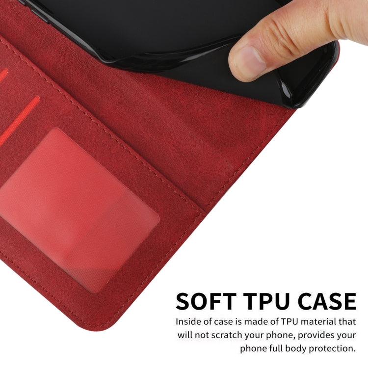 Funda de Cuero con Textura de Becerro y Costuras para Itel P65 (Rojo)