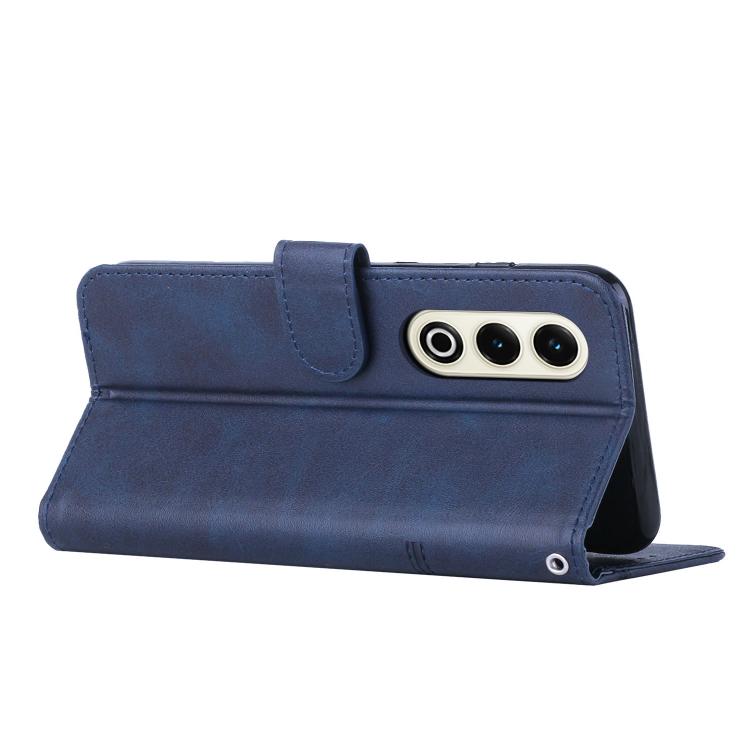 Funda de Cuero con Textura de Becerro y Costuras para Teléfono Itel S25 (Azul)