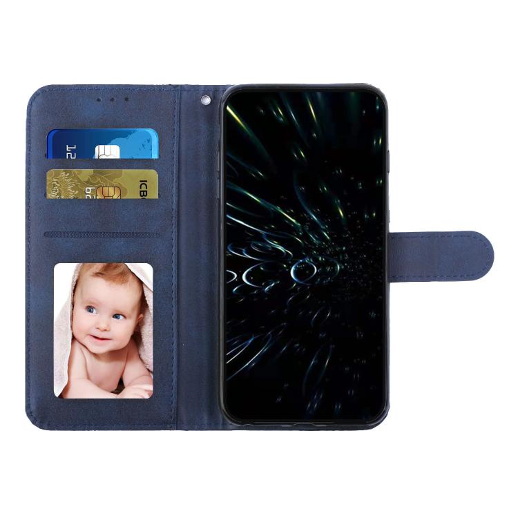 Funda de Cuero con Textura de Becerro y Costuras para Teléfono Itel S25 (Azul)
