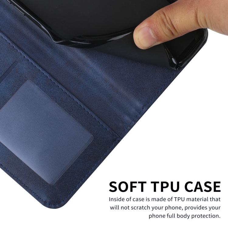 Funda de Cuero con Textura de Becerro y Costuras para Teléfono Itel S25 (Azul)