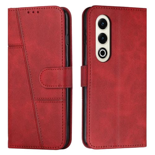 Funda de Cuero con Textura de Becerro y Costuras para Teléfono Itel S25 (Rojo)
