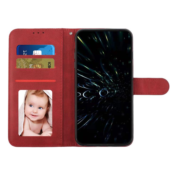 Funda de Cuero con Textura de Becerro y Costuras para Teléfono Itel S25 (Rojo)