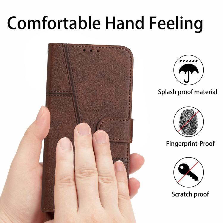 Funda de Piel con Hebilla y Textura de Becerro para Oppo A5 Pro 5G (Marrón)
