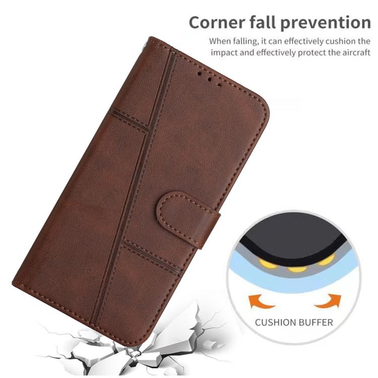 Funda de Piel con Hebilla y Textura de Becerro para Oppo A5 Pro 5G (Marrón)