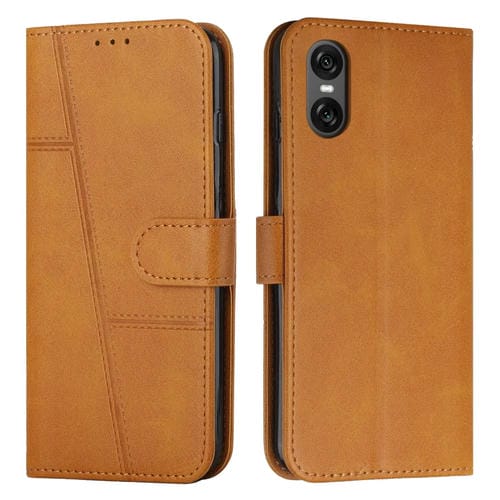 Funda de Cuero Textura de Becerro con Hebilla para Sony Xperia 5 Vi (Amarillo)