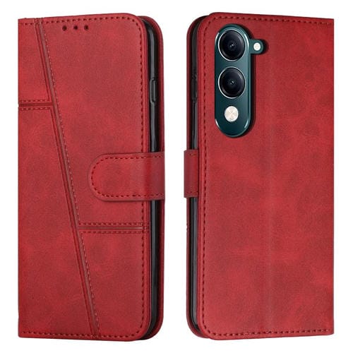 Funda de Piel con Hebilla y Textura de Becerro para Vivo Y29S 5G/Y04 4G (Roja)
