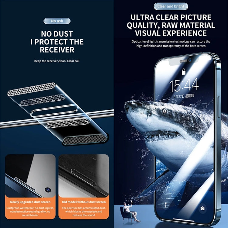 Película de Vidrio Templado para iPhone 15 HD Antiestática a Prueba de Polvo y Fijación Rápida - MOVILSTORE