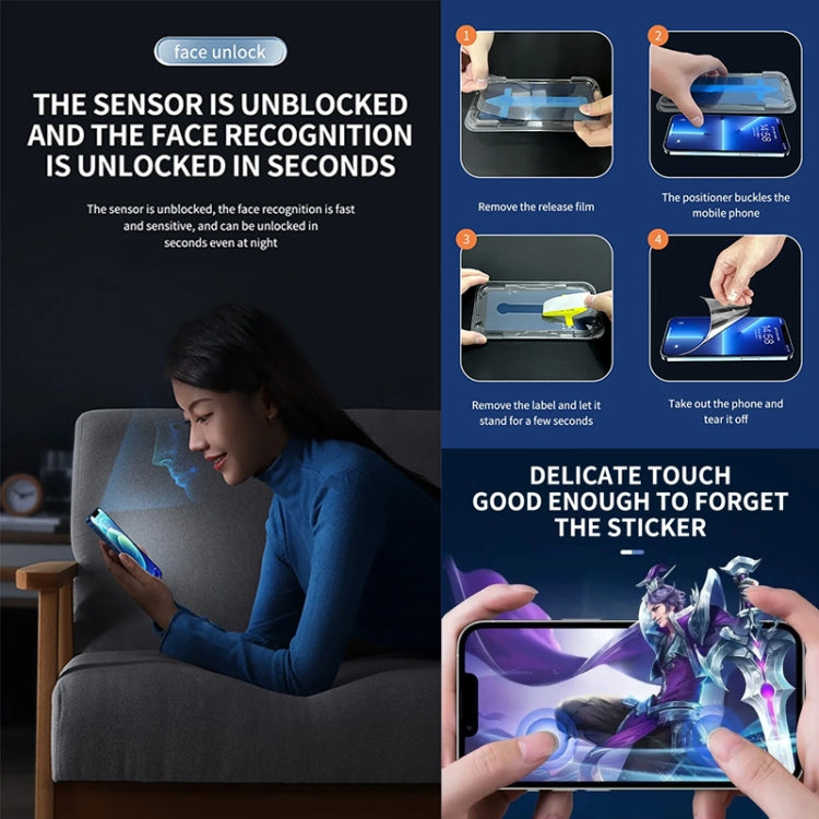 Película de Vidrio Templado para iPhone 15 HD Antiestática a Prueba de Polvo y Fijación Rápida - MOVILSTORE