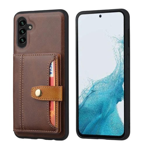 Funda para Teléfono Samsung Galaxy A55 5G TPU y PU con Ranura para Tarjeta Piel de Becerro (Marrón)