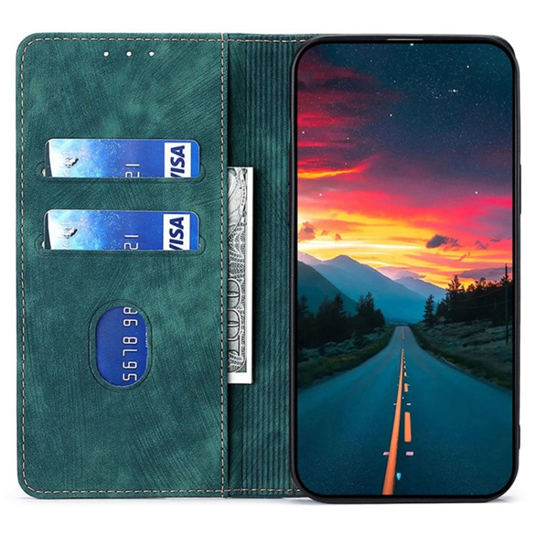 Funda de Cuero Magnética para Sony Xperia 10 Vi con Cepillo Antirrobo Rfid (Verde)