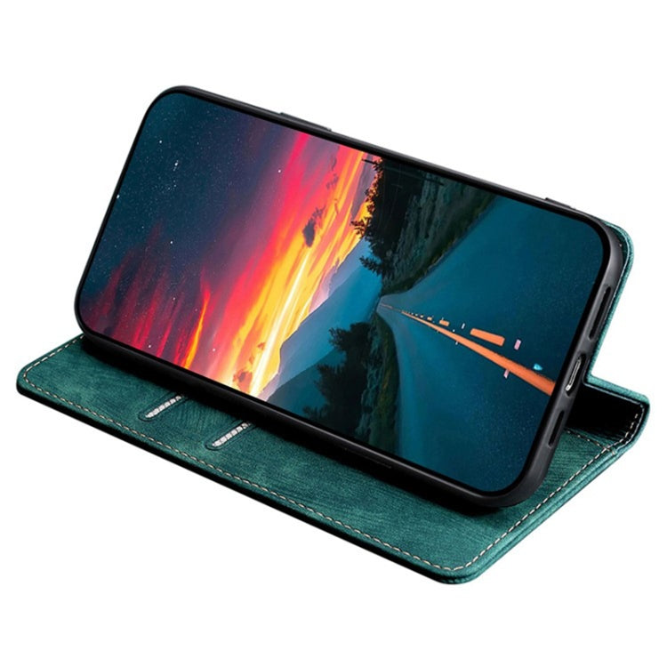Funda de Cuero Magnética para Sony Xperia 10 Vi con Cepillo Antirrobo Rfid (Verde)