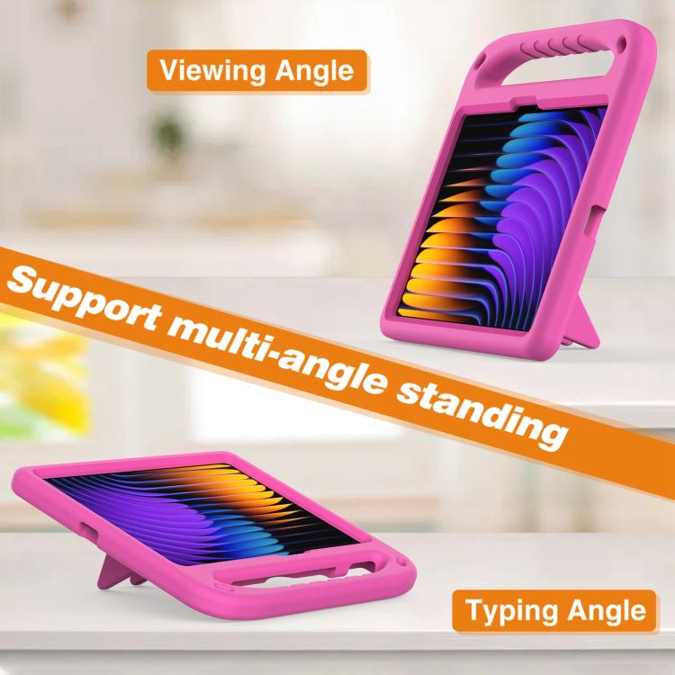 Funda para Tableta a Prueba de Golpes con Mango de Eva y Soporte para Xiaomi Pad 7/7 Pro (Rosa y Rojo)