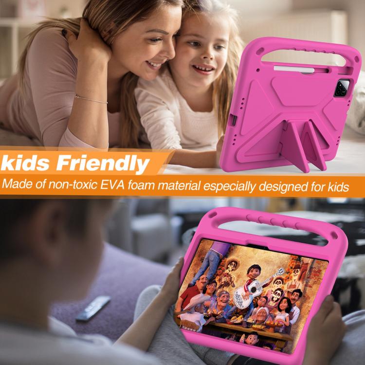 Funda para Tableta a Prueba de Golpes con Mango de Eva y Soporte para Xiaomi Pad 7/7 Pro (Rosa y Rojo)