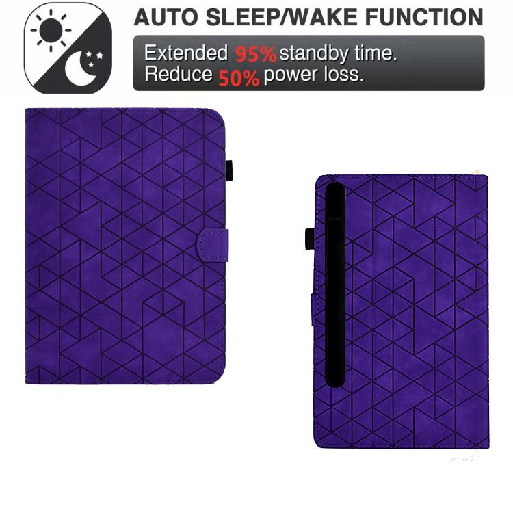 Funda de cuero inteligente con diseño de rombos de TPU para Samsung Galaxy Tab S10 FE+ (morado)