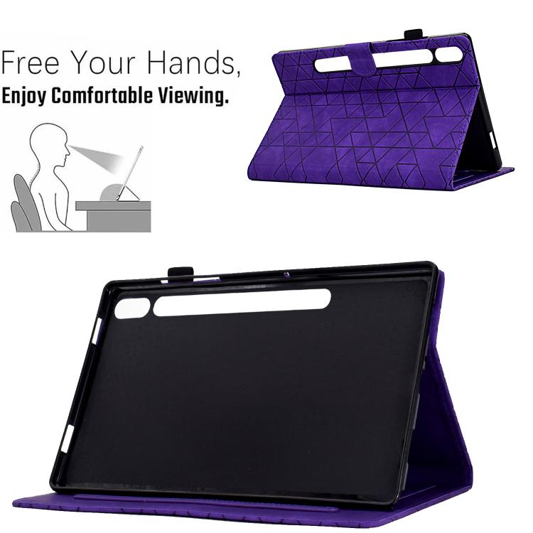 Funda de cuero inteligente con diseño de rombos de TPU para Samsung Galaxy Tab S10 FE+ (morado)