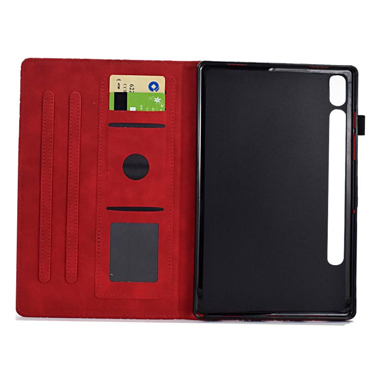 Funda de cuero inteligente con diseño de rombos de TPU para Samsung Galaxy Tab S10 FE+ (roja)