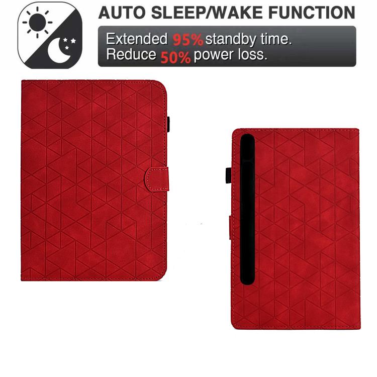 Funda de cuero inteligente con diseño de rombos de TPU para Samsung Galaxy Tab S10 FE+ (roja)
