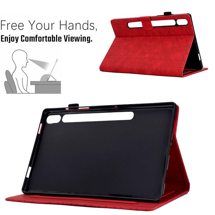 Funda de cuero inteligente con diseño de rombos de TPU para Samsung Galaxy Tab S10 FE+ (roja)