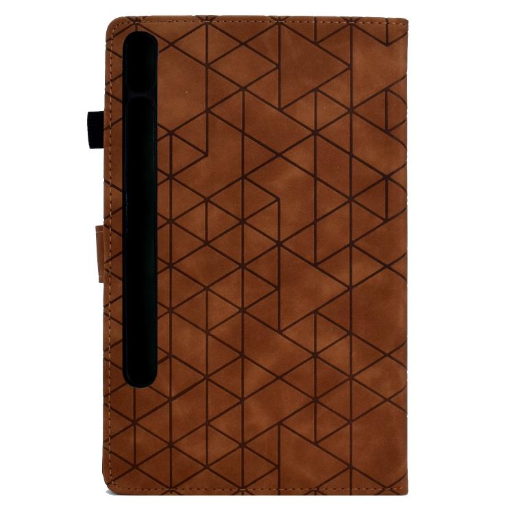 Funda de cuero inteligente de TPU con diseño de rombos para Samsung Galaxy Tab S10 FE+ (marrón)