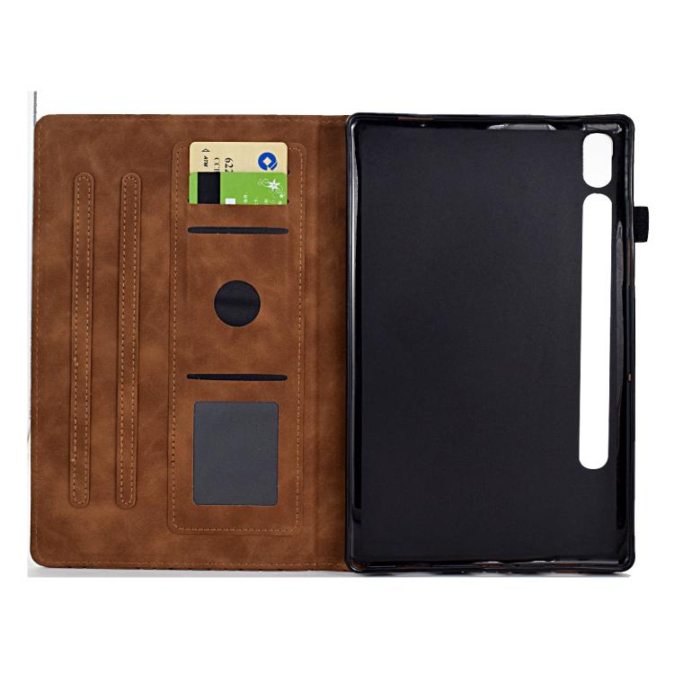Funda de cuero inteligente de TPU con diseño de rombos para Samsung Galaxy Tab S10 FE+ (marrón)