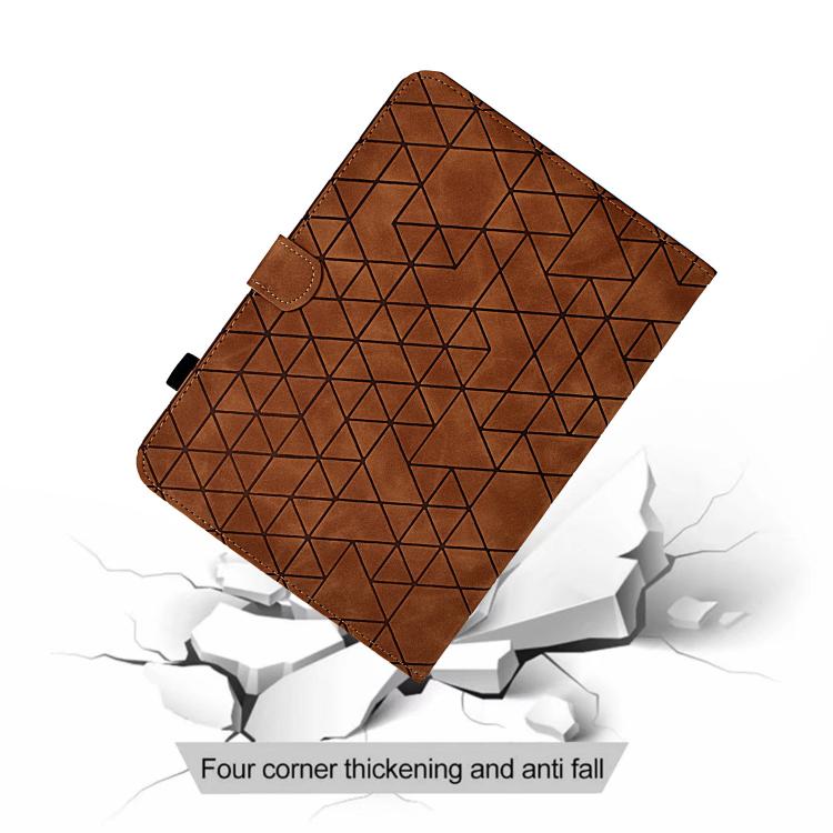 Funda de cuero inteligente de TPU con diseño de rombos para Samsung Galaxy Tab S10 FE+ (marrón)