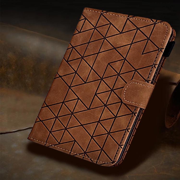 Funda de cuero inteligente de TPU con diseño de rombos para Samsung Galaxy Tab S10 FE+ (marrón)
