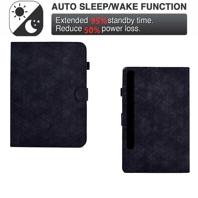 Funda de cuero inteligente con diseño de rombos de TPU para Samsung Galaxy Tab S10 FE+ (negra)