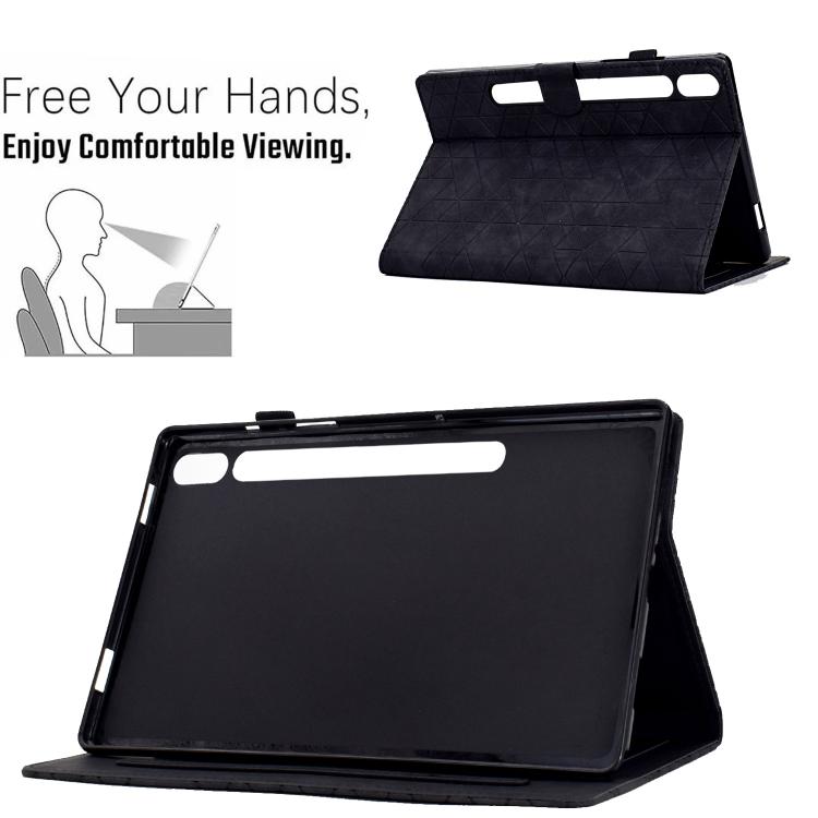 Funda de cuero inteligente con diseño de rombos de TPU para Samsung Galaxy Tab S10 FE+ (negra)